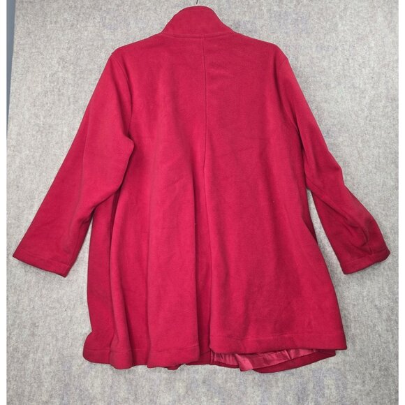 Woman Within Red Fleece Jacket 1X - Picture 2 of 8
